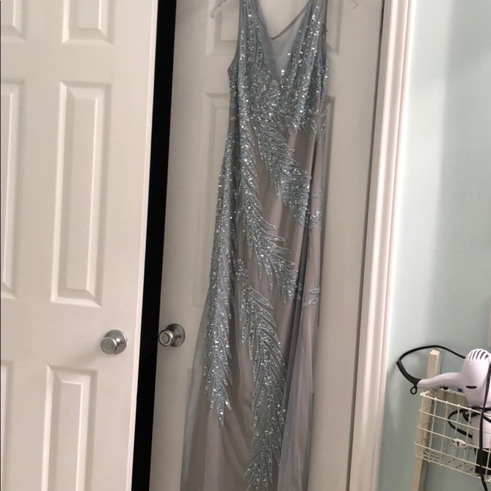 Adrianna Papell blue beaded gown